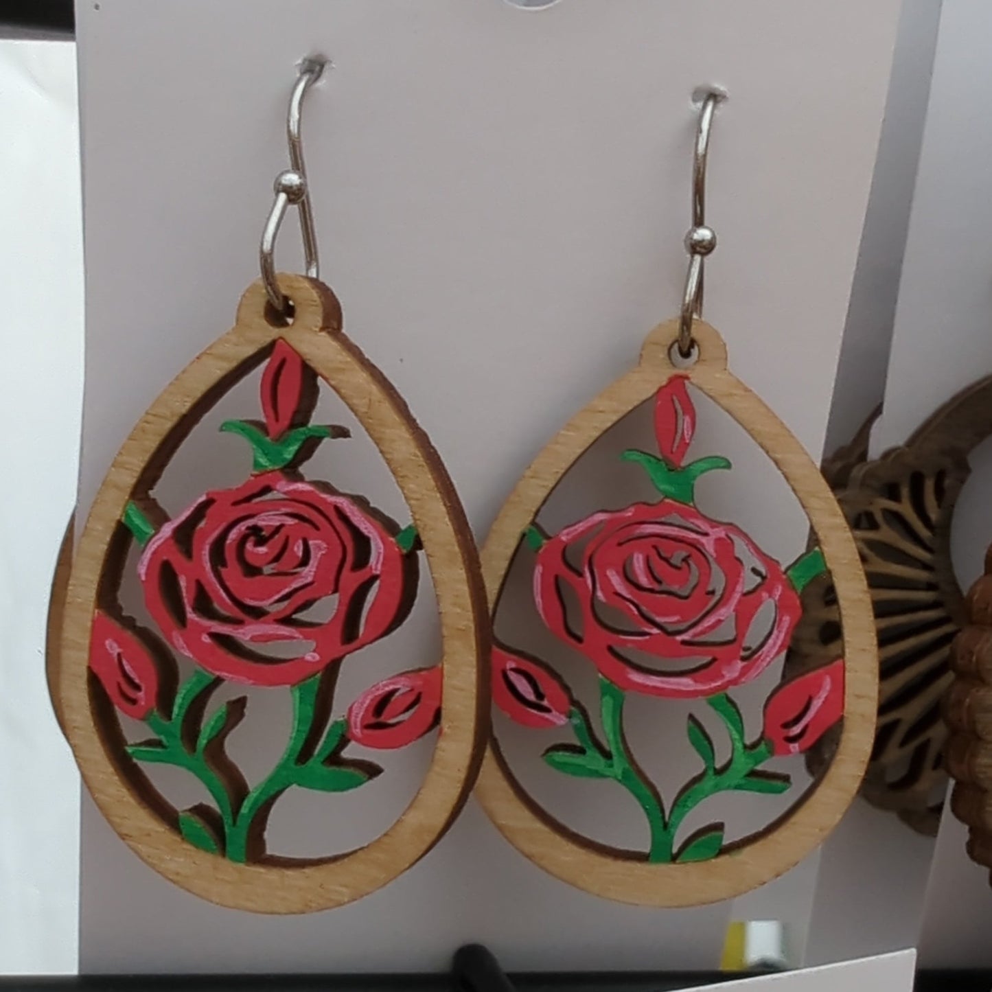 Rose Cutout Oval Earrings