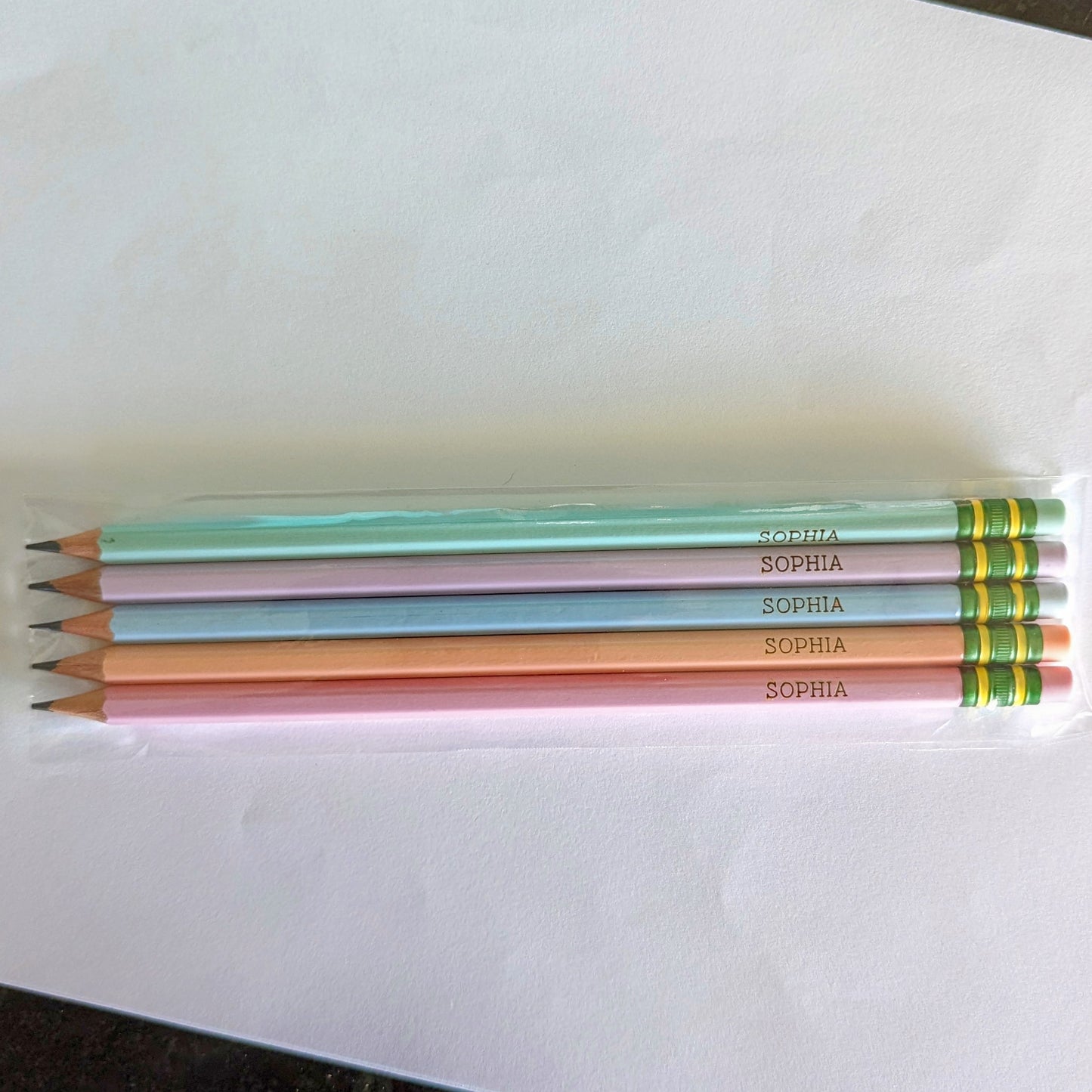 Pastel Personalized Pencils, Set of 5