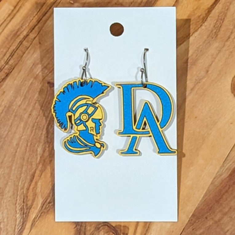 Derry Area School District Trojans Dangle Earrings