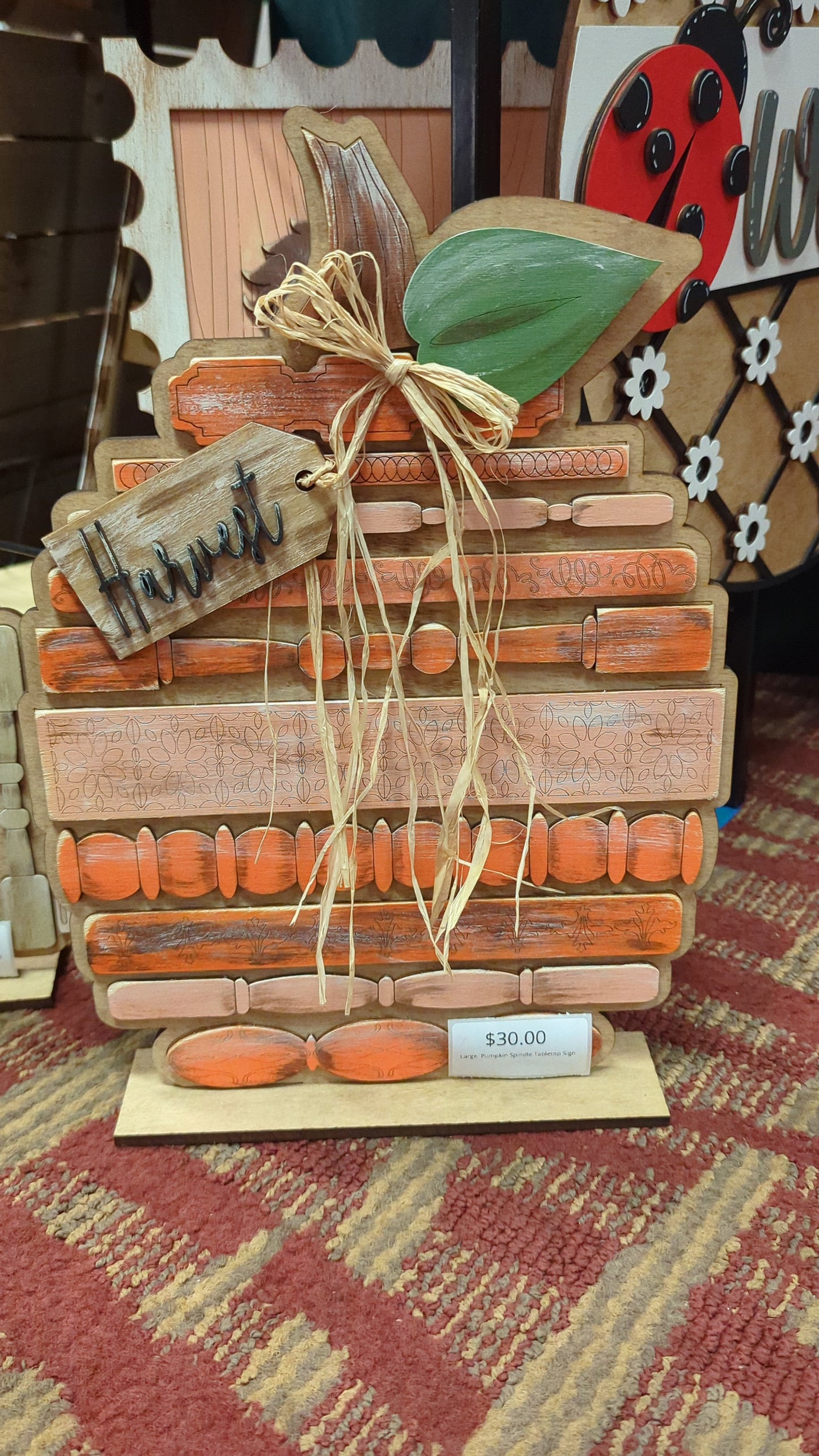 Pumpkin Spindle Tabletop Sign