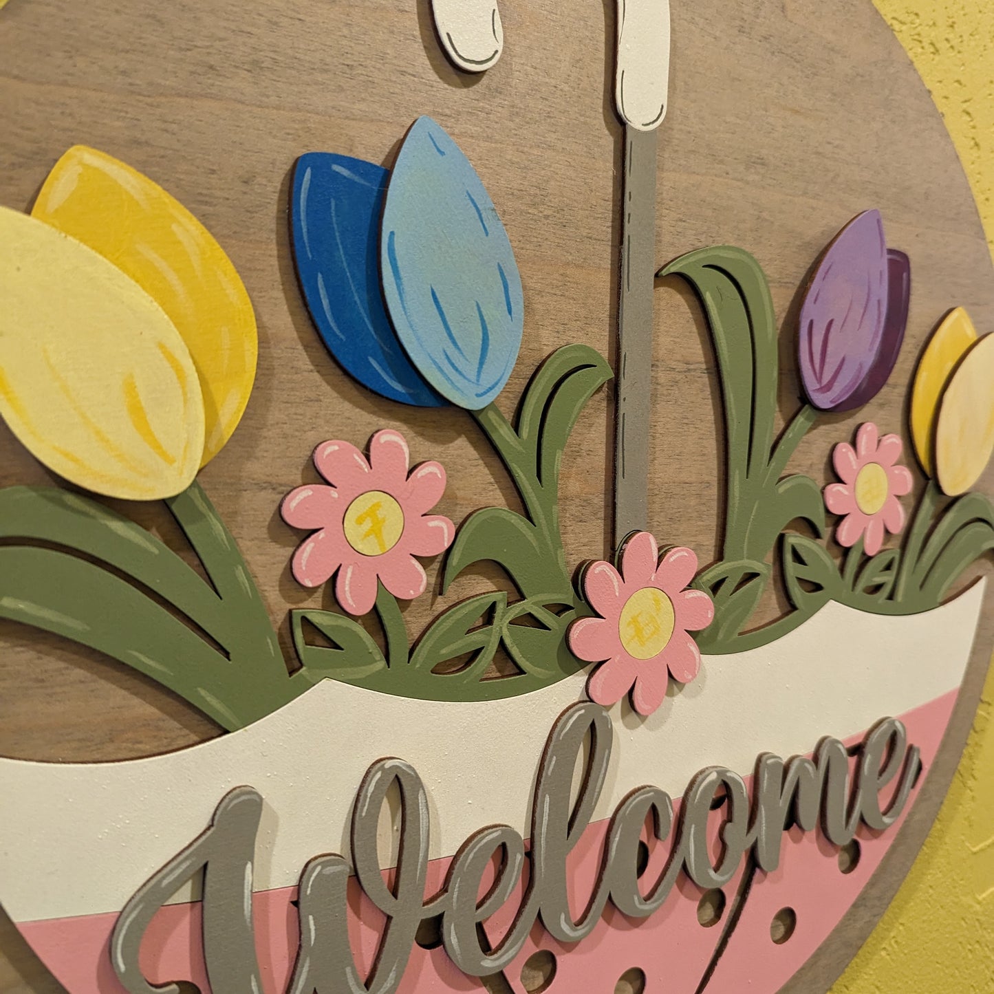 Umbrella Tulips Welcome Sign