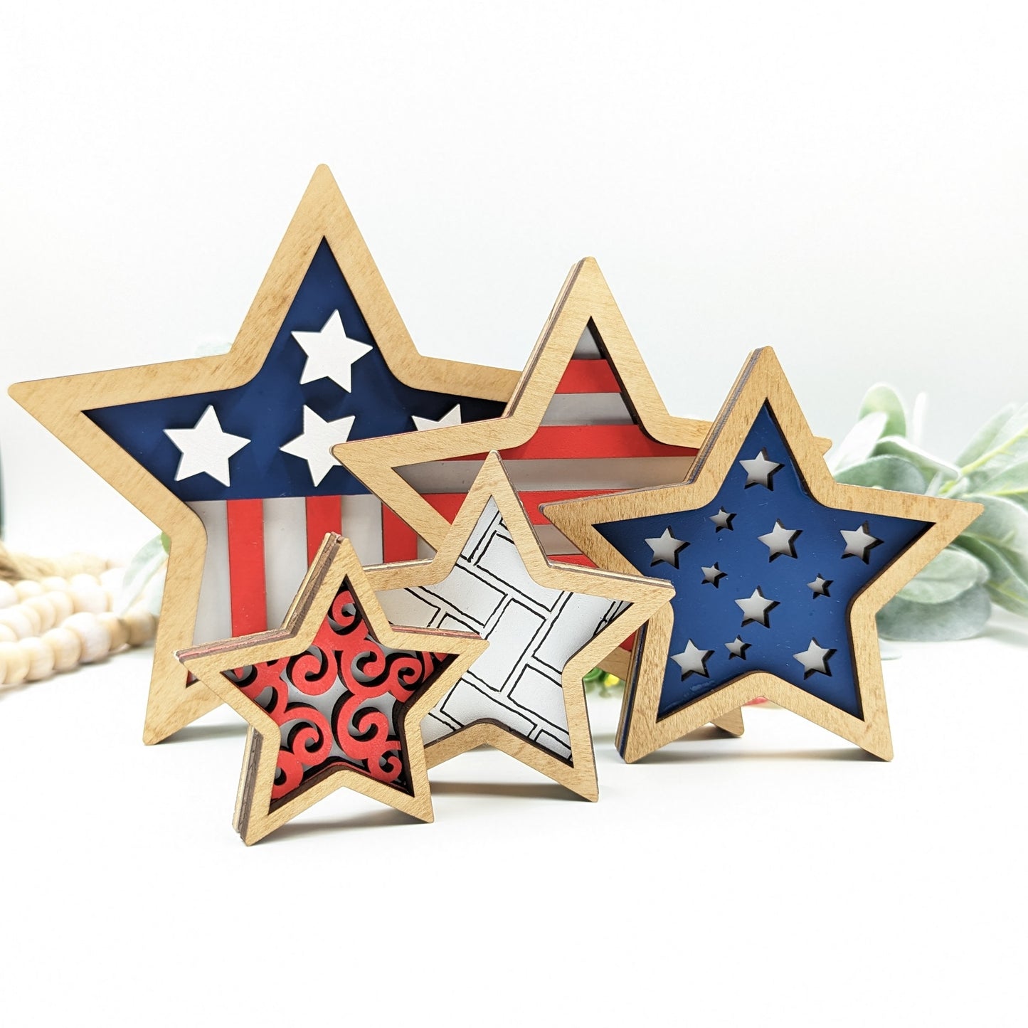 5 PC Stars Patriotic Tabletop Decor