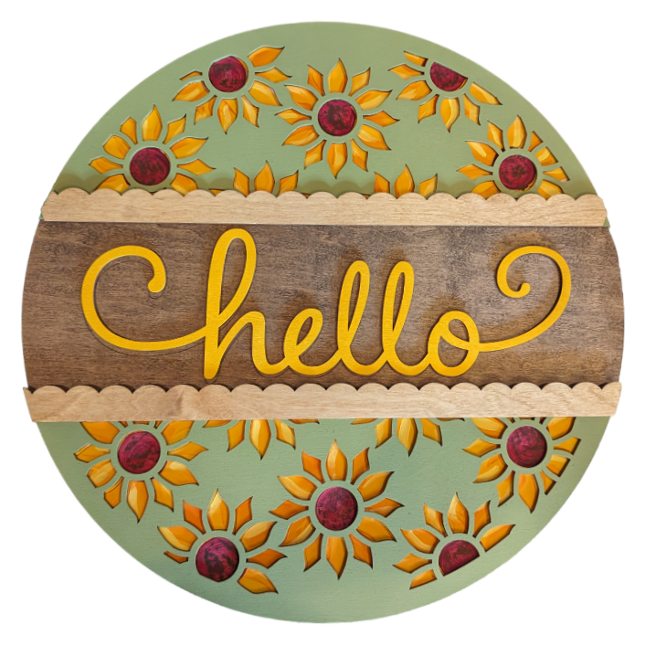 Hello Sunflower 18" Round Sign