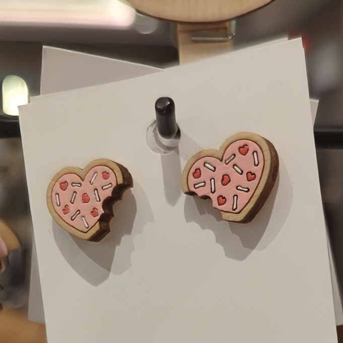 Sugar Cookie Heart Stud Valentine's Day Earrings