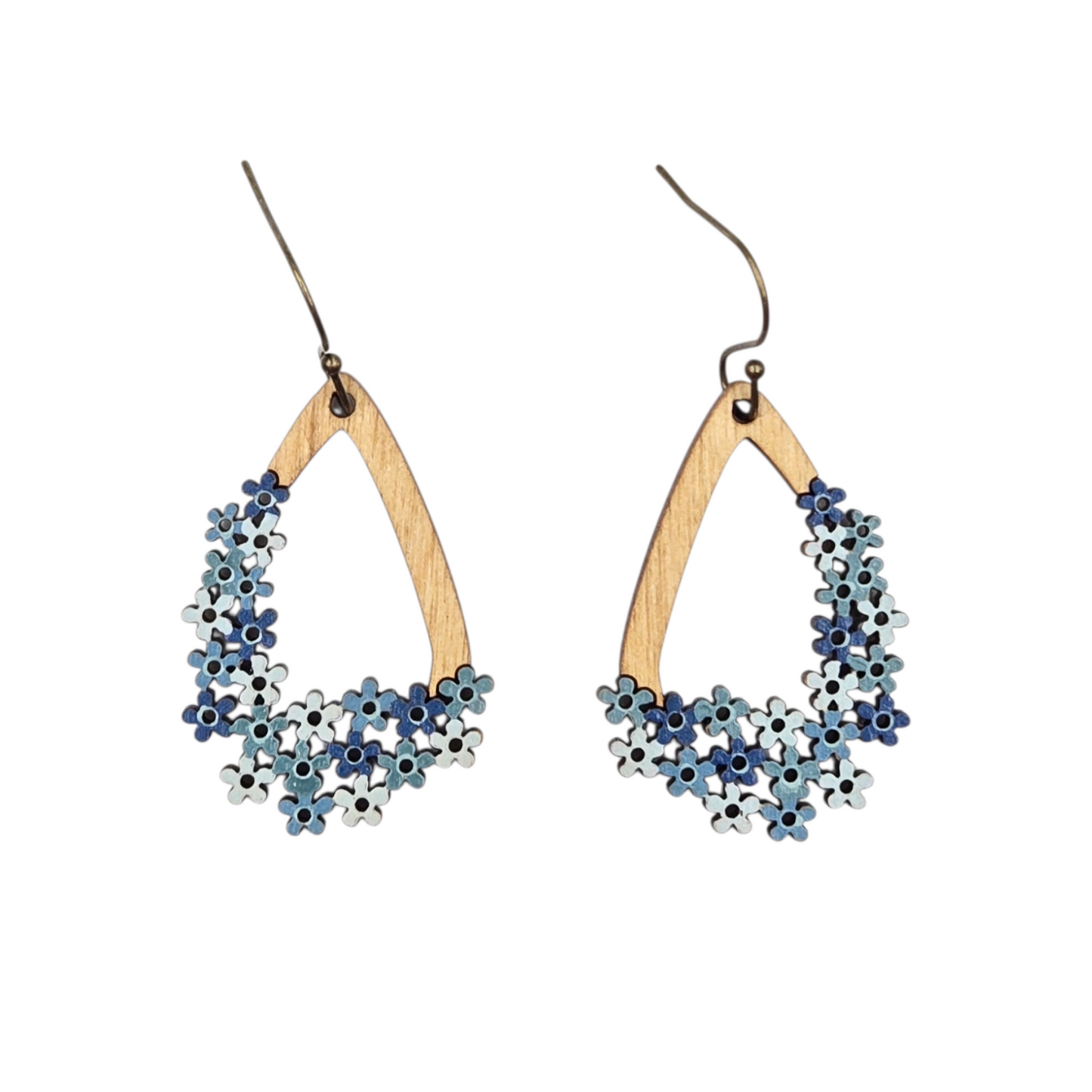 Flower Cluster Dangle Earrings, Hand Painted