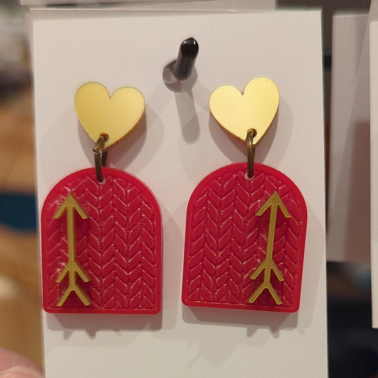 Heart Arrow Knit Arch Dangle Valentine's Day Earrings