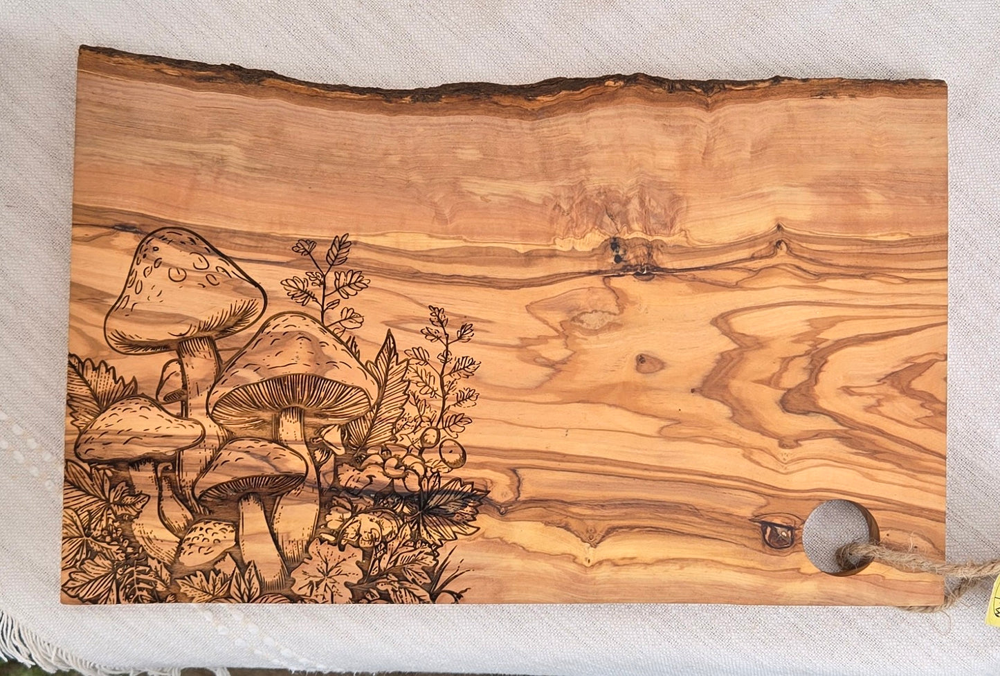 Mushroom Design Cutting Board Olive Wood