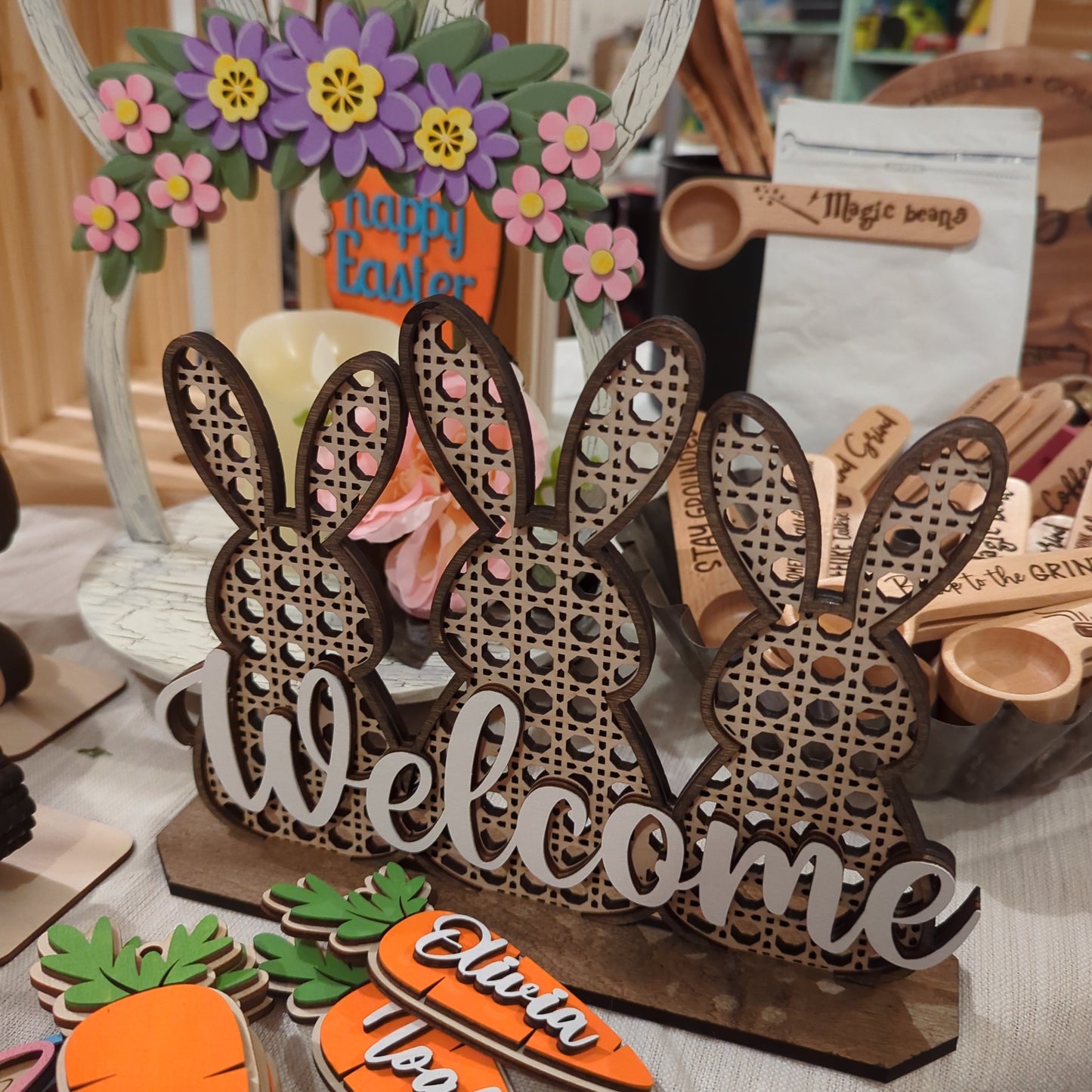 Rattan Easter Bunny Trio