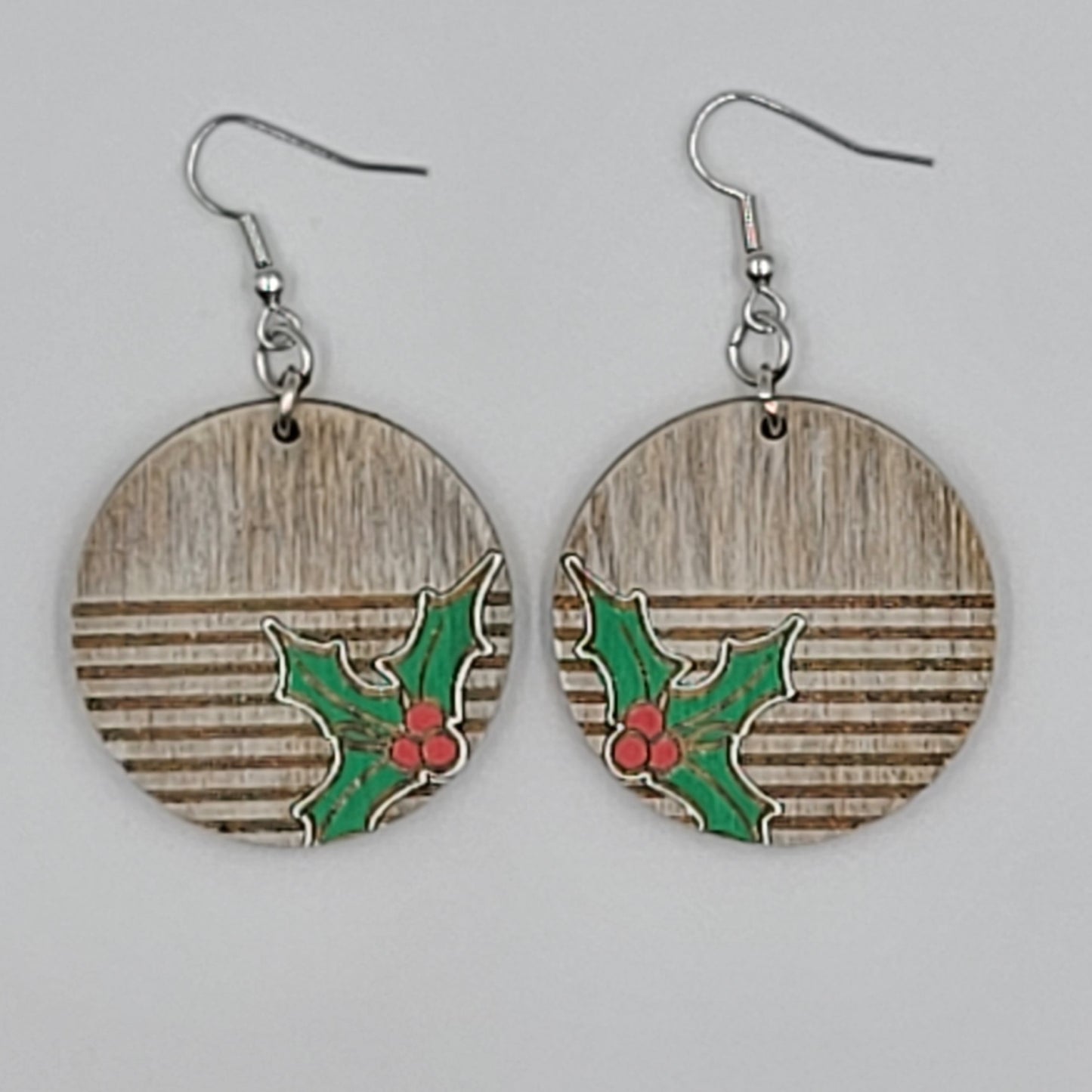 Holly Round Stripe Dangle Earrings