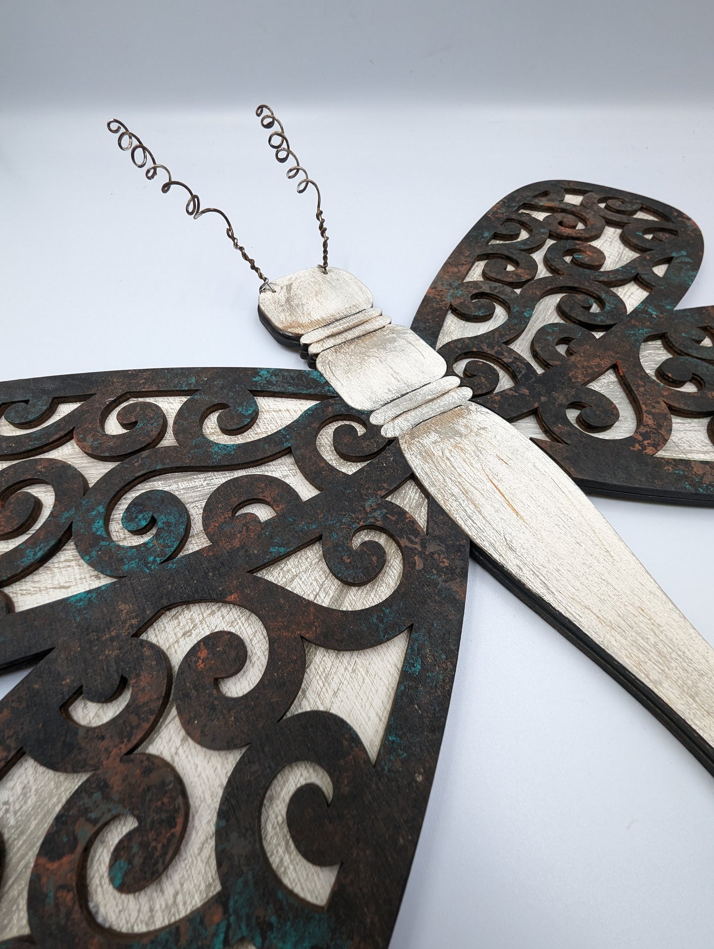 Faux Rusty Spindle Dragonfly Wall Hanging