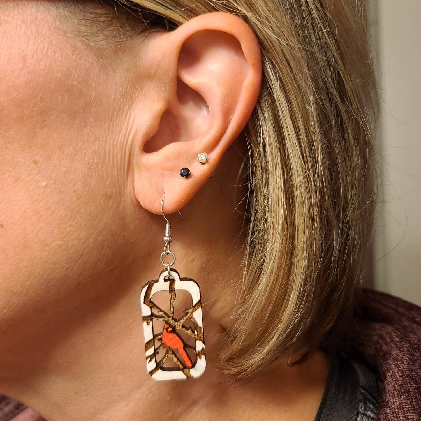 Cardinal Branch Earrings