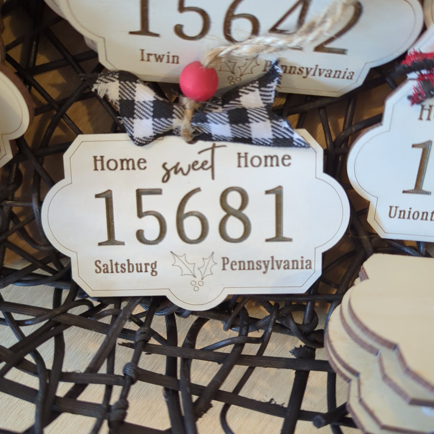 Zip Code Ornament, Home Sweet Home