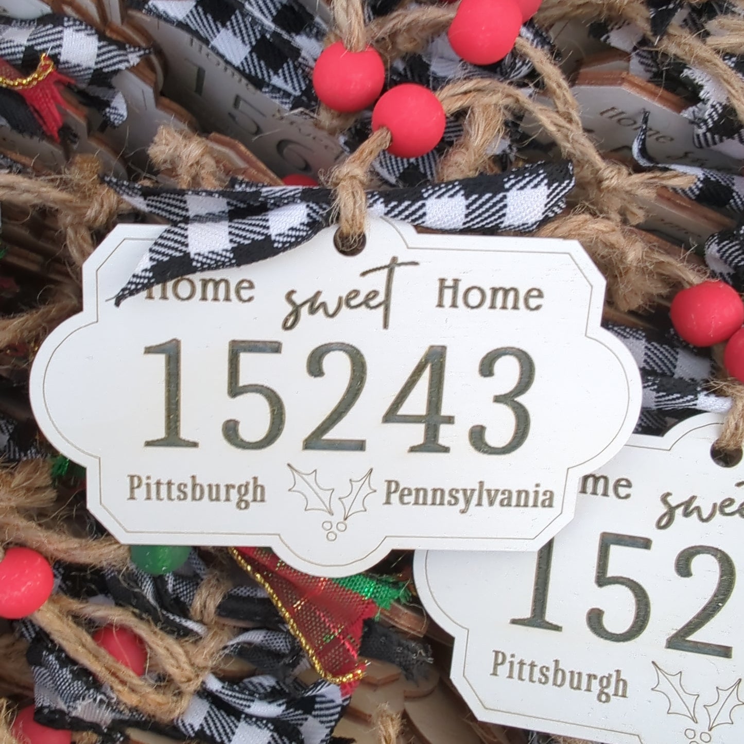 Zip Code Ornament, Home Sweet Home