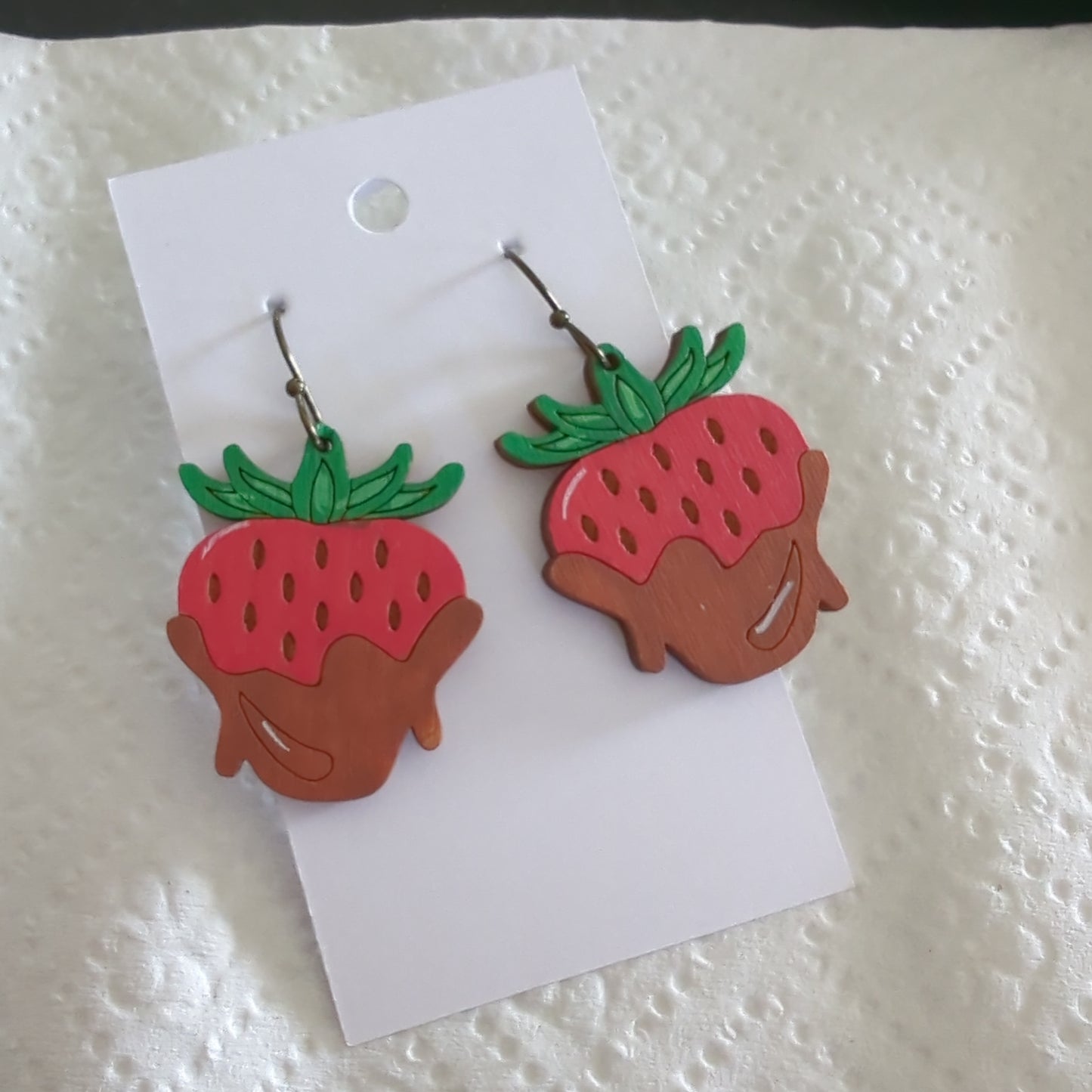Chocolate Covered Strawberry Dangle Valentine's Day Earrings