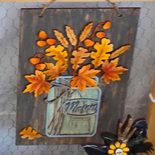 Fall Leaves Mason Jar Sign