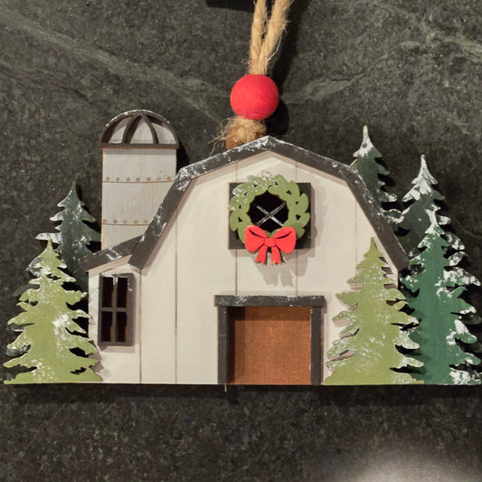 Barn Ornament, Red or White