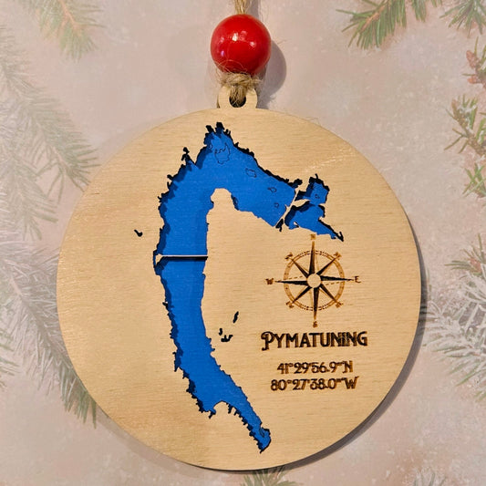 Pymatuning Lake Map Ornament