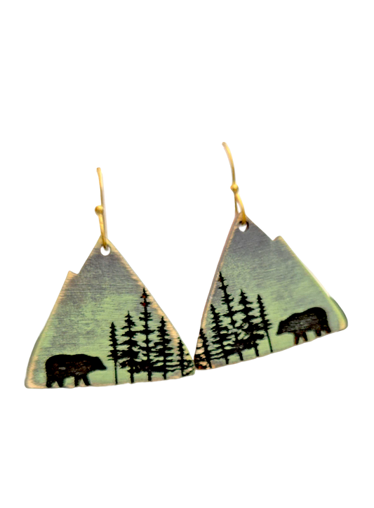 Bear Forest Mountain Dangle Earrings