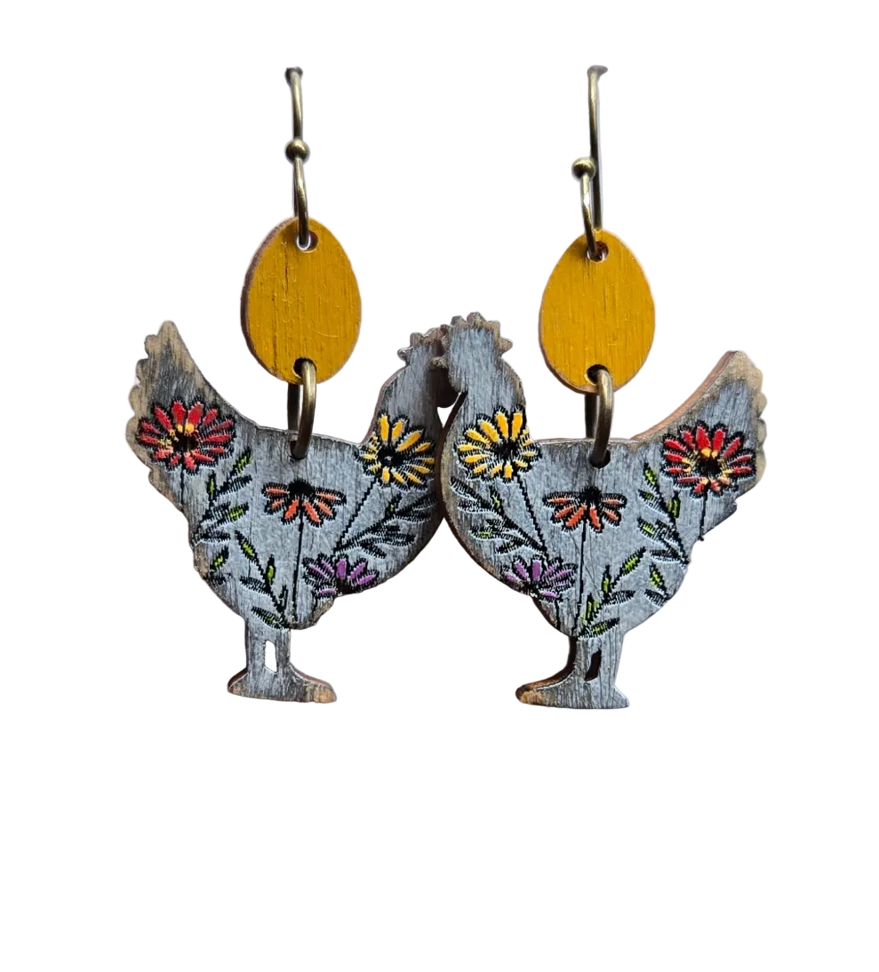 Chicken Egg Dangle Earrings