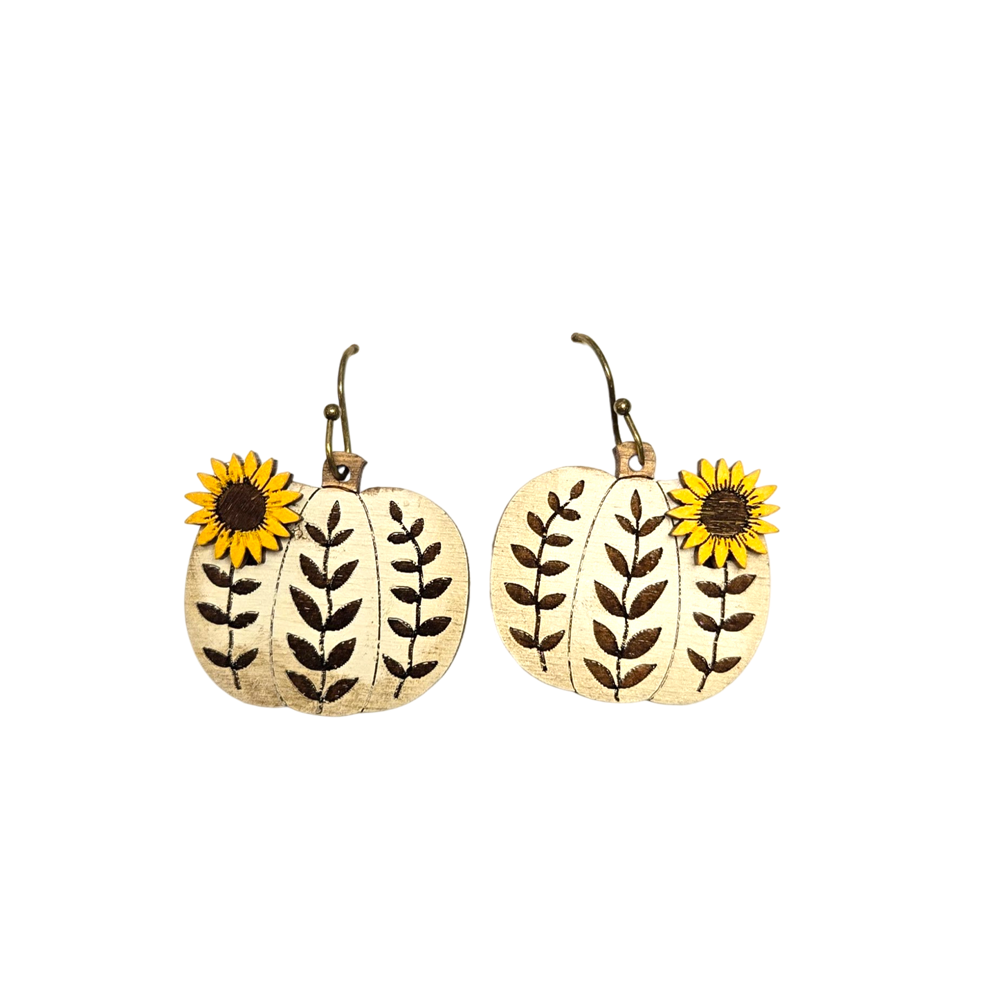 Pumpkin with Sunflower Dangle Earring