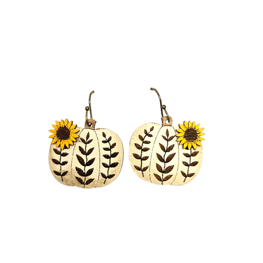 Pumpkin with Sunflower Dangle Earring