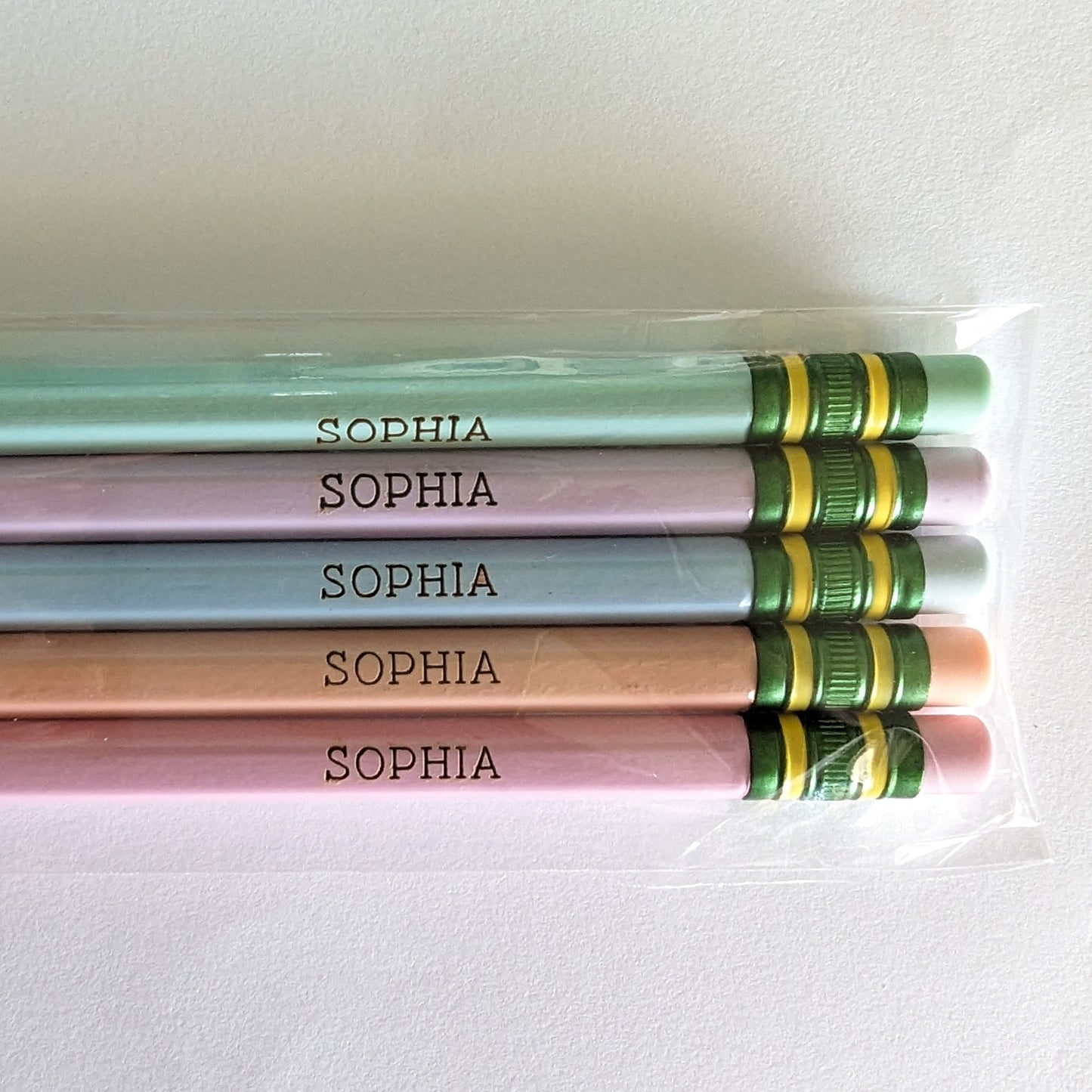 Pastel Personalized Pencils, Set of 5