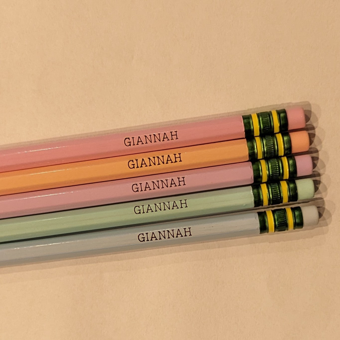 Pastel Personalized Pencils, Set of 5