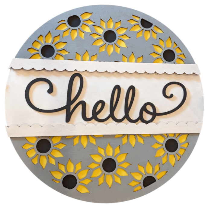 Hello Sunflower 18" Round Sign