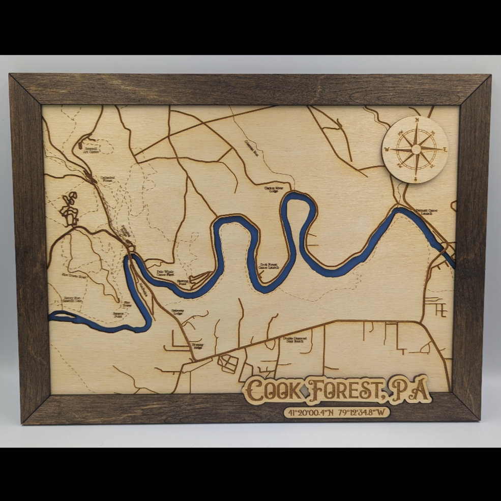 Clarion River Map, Hiking Trails Cook Forest State Park