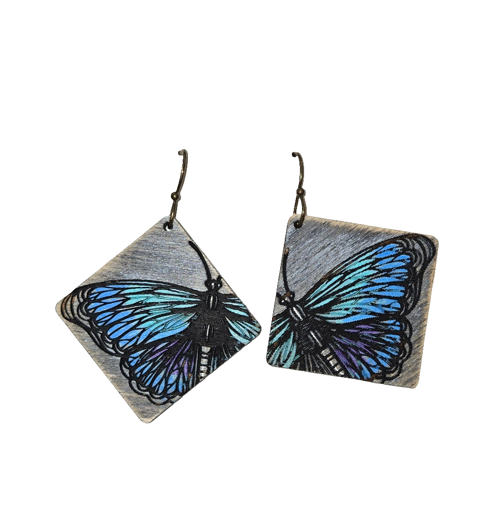Monarch Butterfly Earrings, Hand Painted