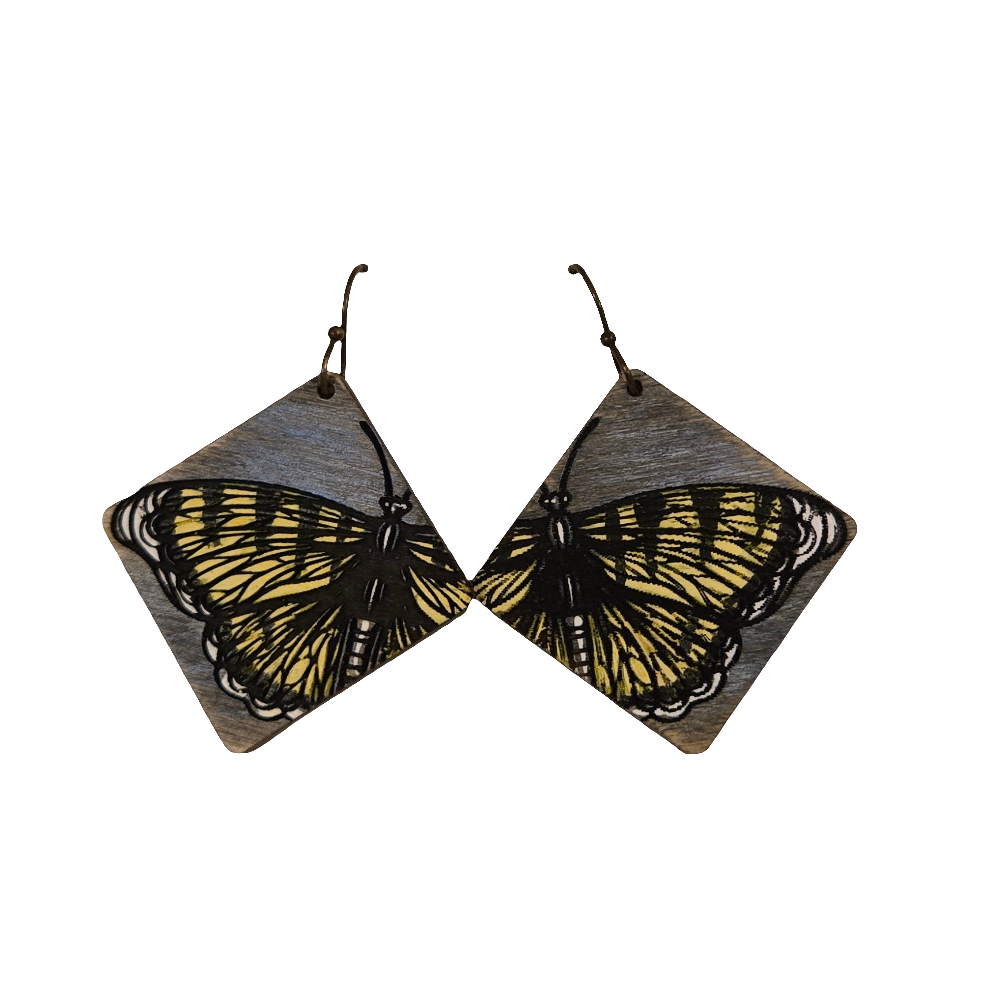 Monarch Butterfly Earrings, Hand Painted