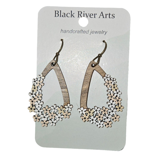 Flower Cluster Dangle Earrings, Hand Painted