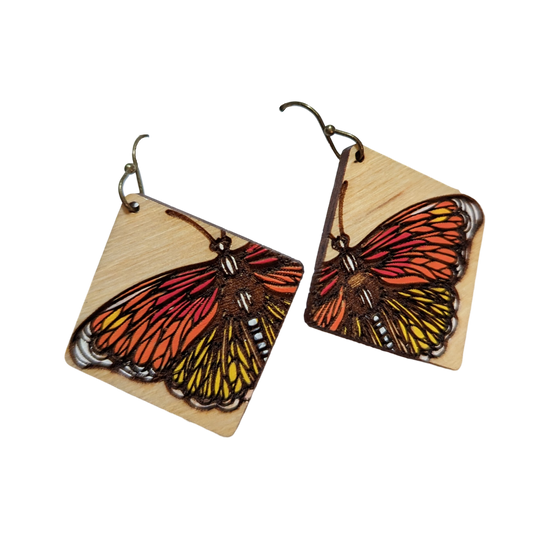 Monarch Butterfly Earrings, Hand Painted