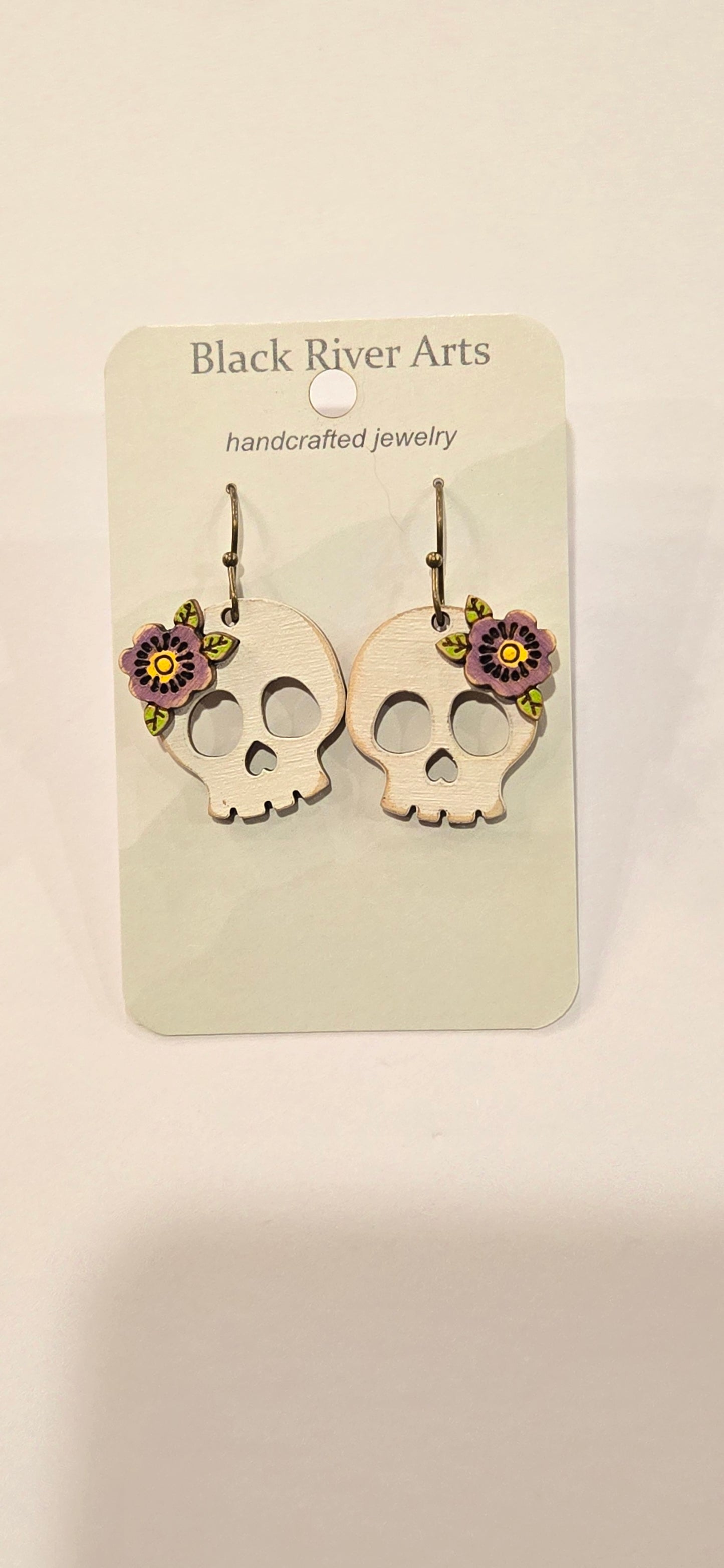 Skull Flower Dangle Earrings