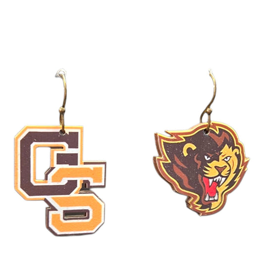 Greensburg Salem School Golden Lion Mascot Earrings