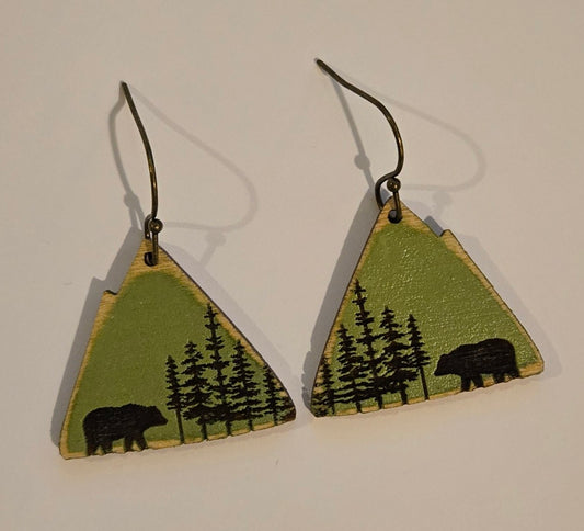 Bear Forest Mountain Dangle Earrings