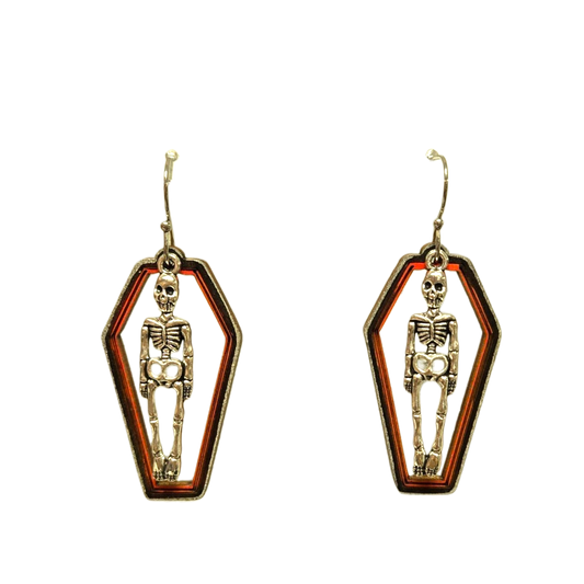 Casket Skeleton Dangle Earrings