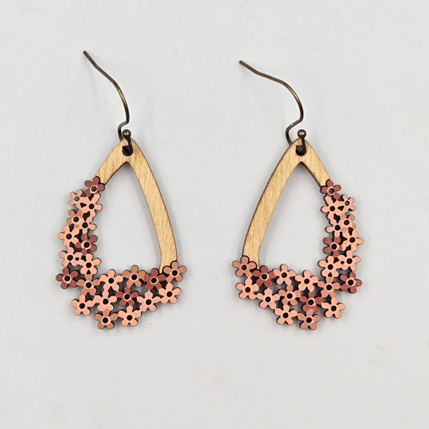 Flower Cluster Dangle Earrings, Hand Painted