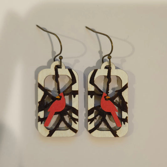 Cardinal Branch Earrings