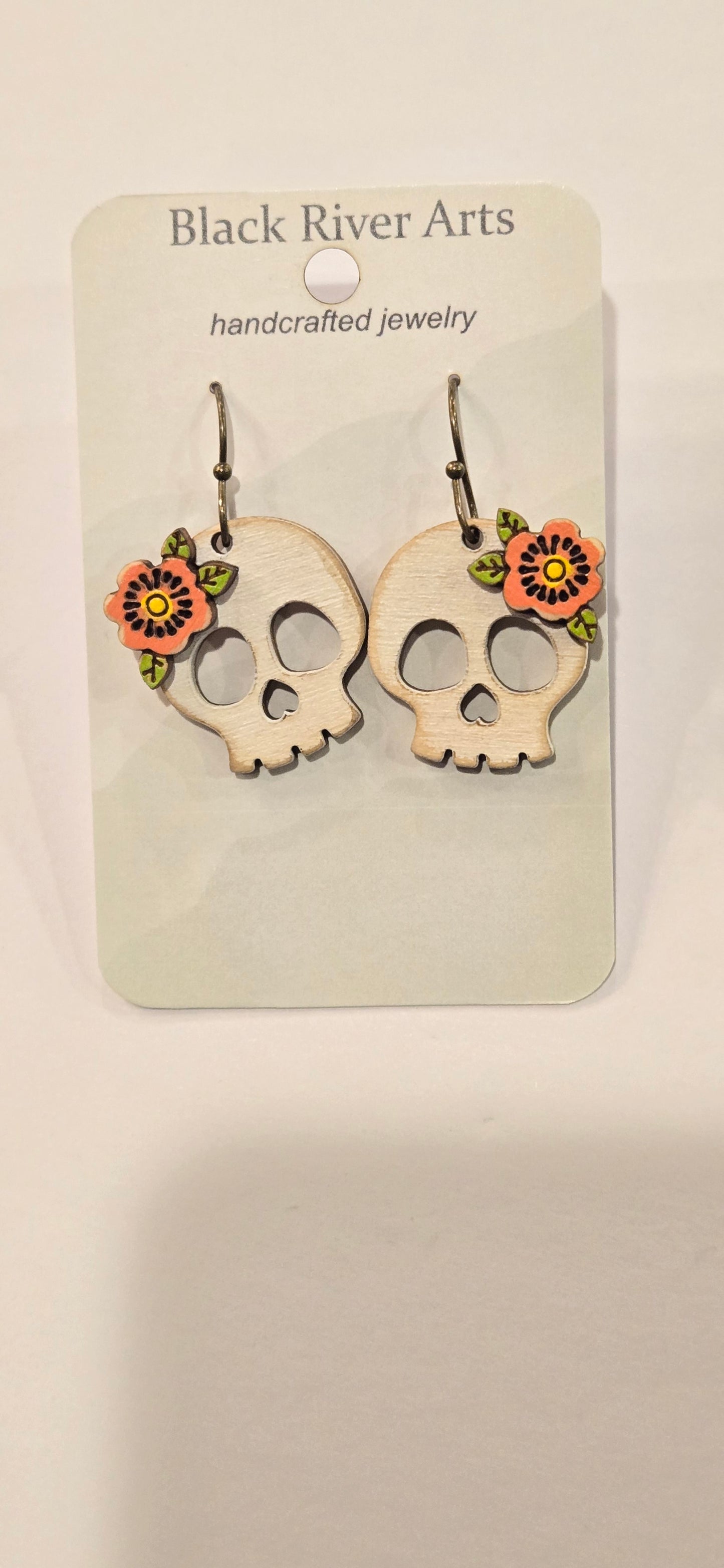 Skull Flower Dangle Earrings