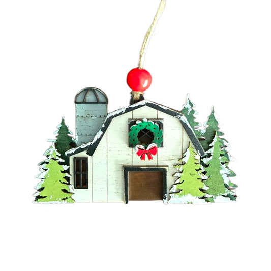 Barn Ornament, Red or White