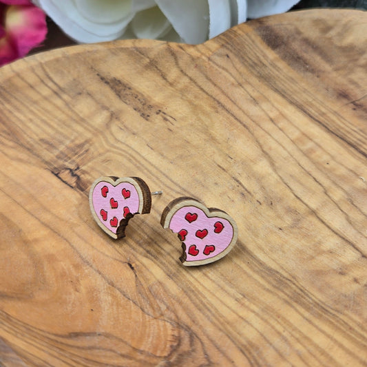 Sugar Cookie Heart Stud Valentine's Day Earrings