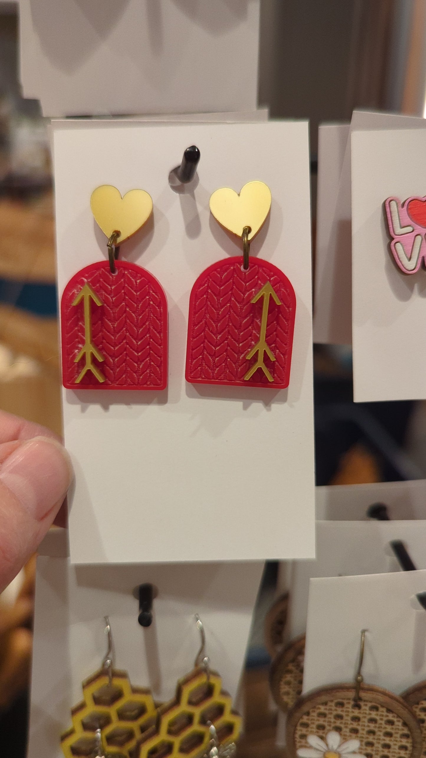 Heart Arrow Knit Arch Dangle Valentine's Day Earrings