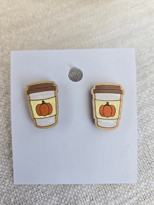 Pumpkin Spice Coffee Stud Earring