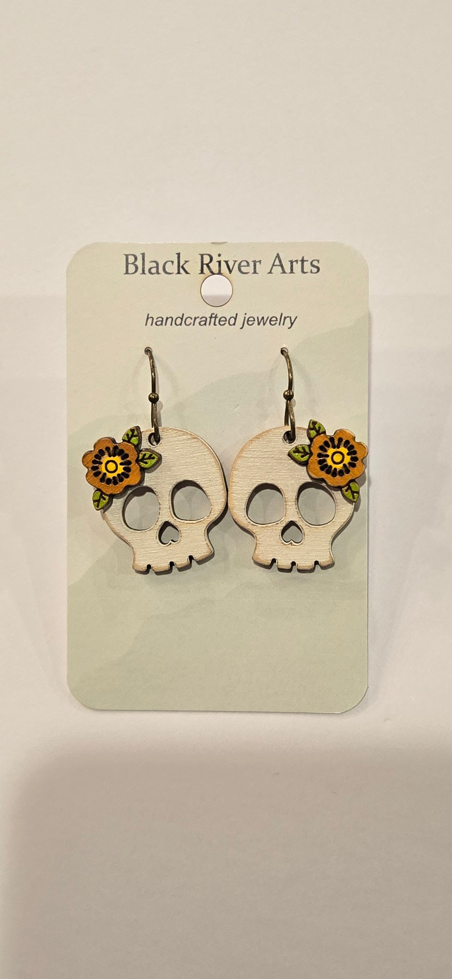 Skull Flower Dangle Earrings