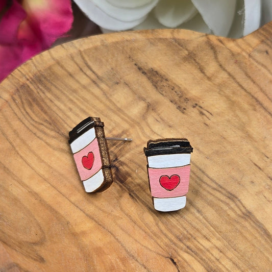 Coffee Cup Stud Valentine's Day Earrings