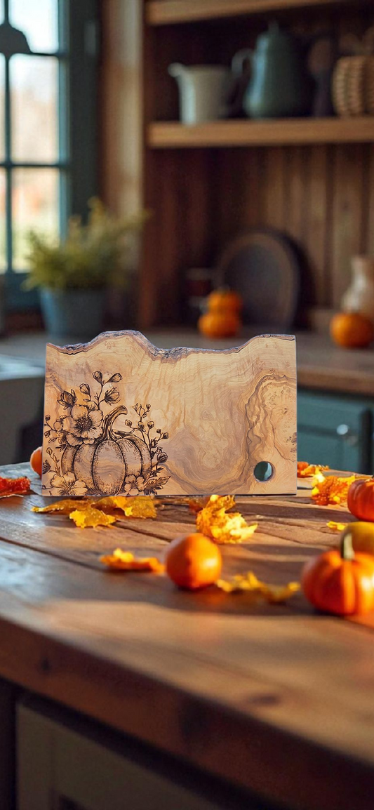 Pumpkin Design Cutting Board Olive Wood