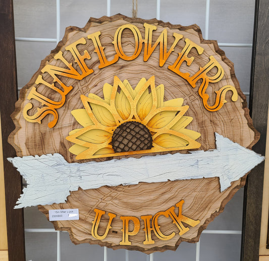 Sunflower Woodslice 15" Round Sign