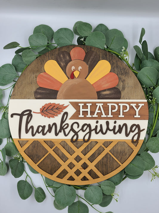 Happy Thanksgiving Turkey Round