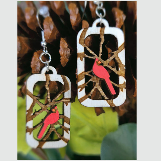 Cardinal Branch Earrings